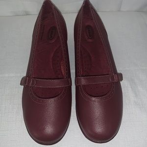 Dr Scholls Shoes Womens Size 9W Red Mary Jane Hook Loop Comfort Leather E16-25